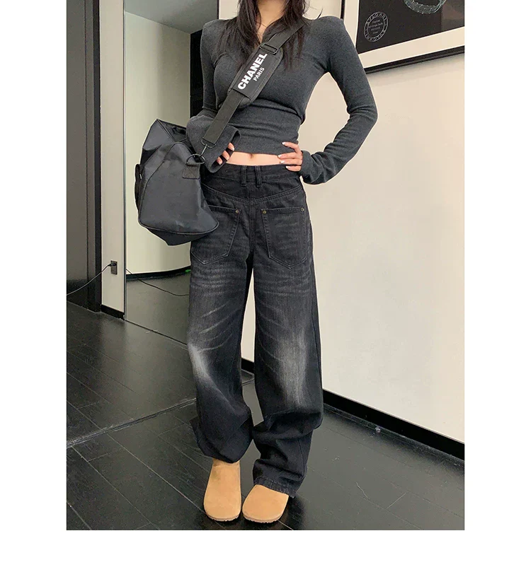 Retro Straight Leg Denim Pants - Image 3