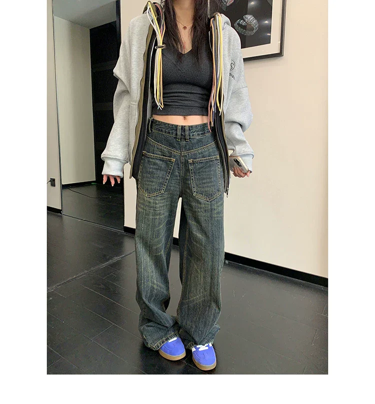 Retro Straight Leg Denim Pants - Image 4