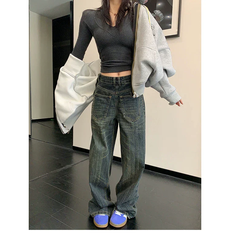 Retro Straight Leg Denim Pants - Image 8
