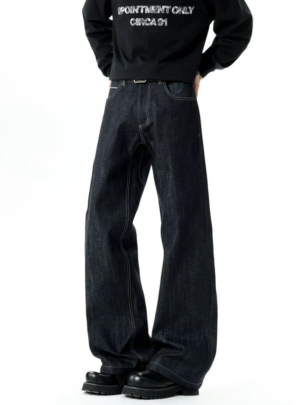 Retro Straight Leg Loose Denim Pants - Image 4