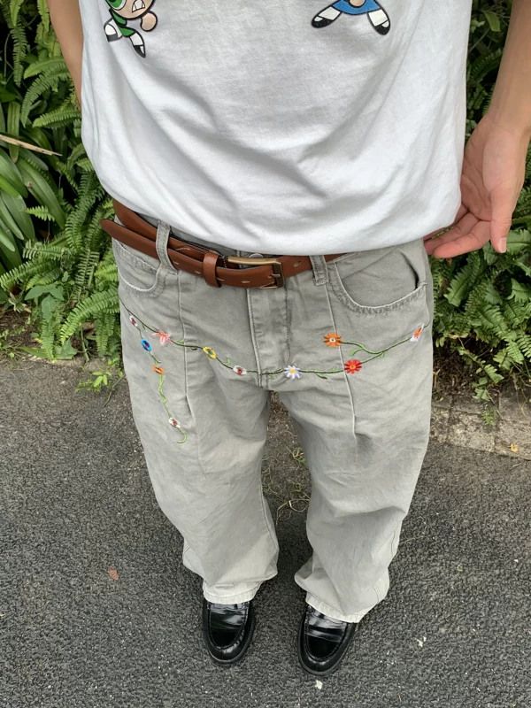 Embroidery Straight-Leg Workwear Pants - Image 2