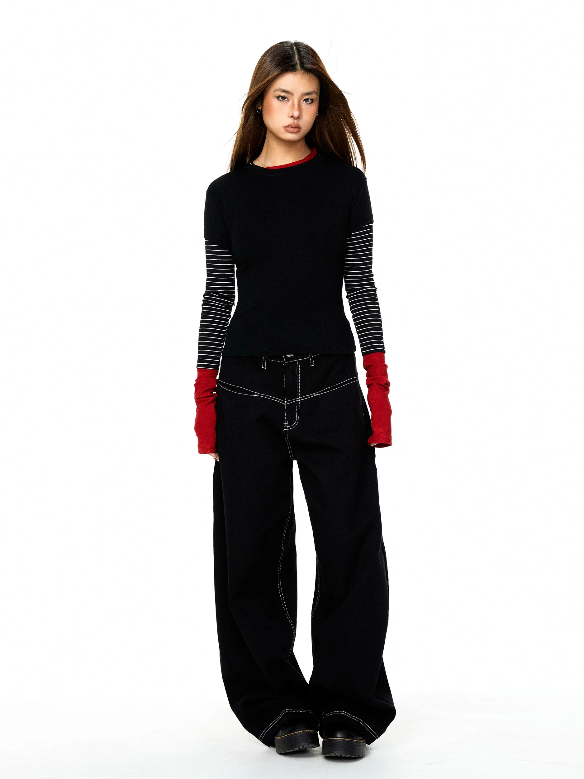 Retro Striped Layered Long Sleeve Turtleneck - Image 5
