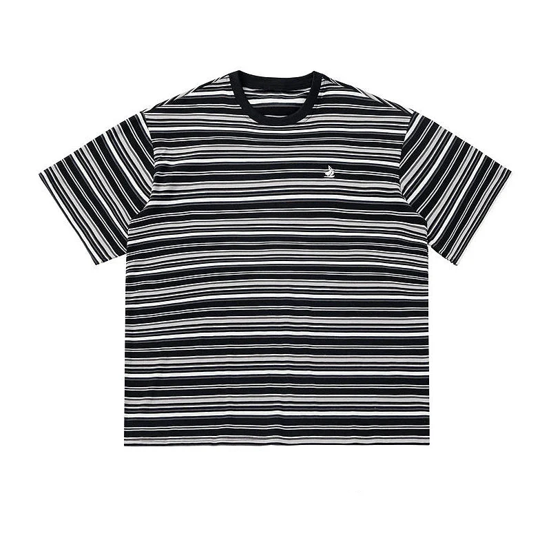 Retro Striped Short-Sleeve Casual T-Shirt - Image 3