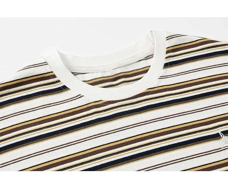 Retro Striped Short-Sleeve Casual T-Shirt - Image 5