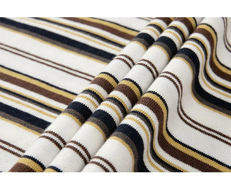 Retro Striped Short-Sleeve Casual T-Shirt - Image 9