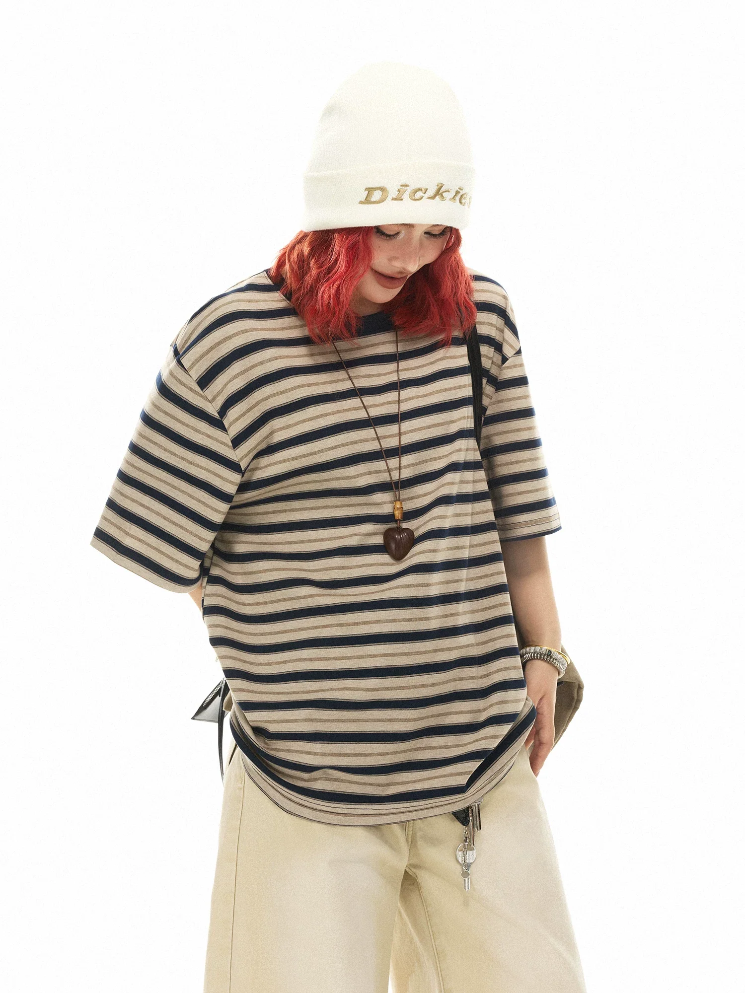 Retro Striped Short-Sleeve Loose T-Shirt - Image 4