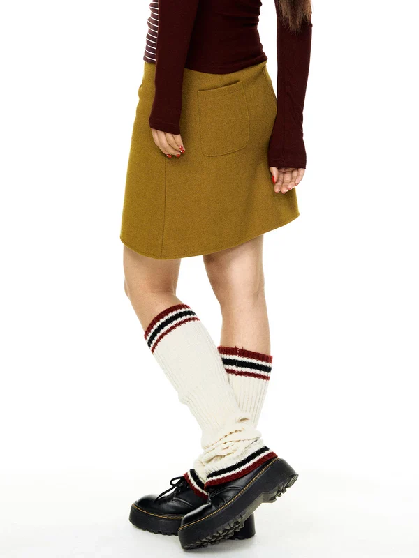 Retro Suede Straight Midi Skirt - Image 4