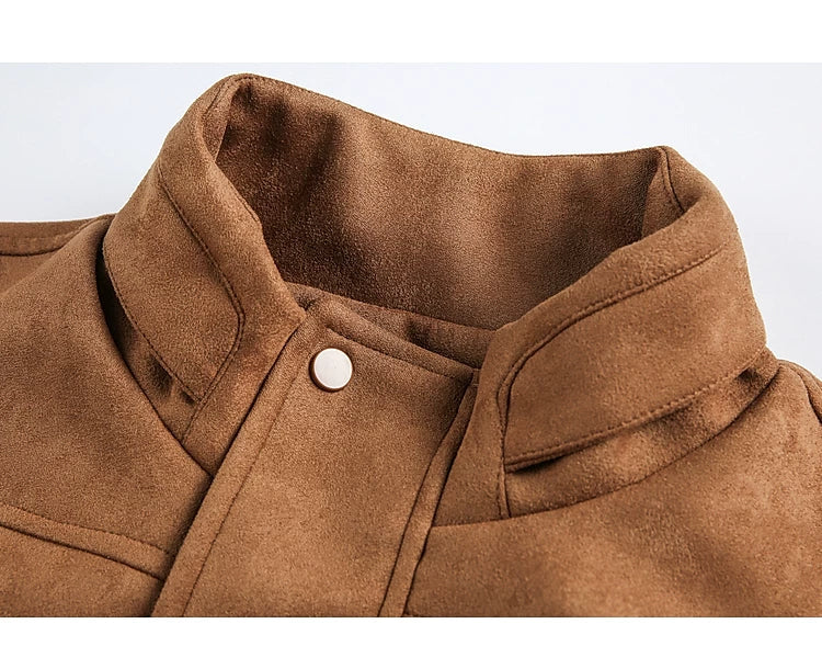 Retro Suede Zip-Up Casual Jacket - Image 12