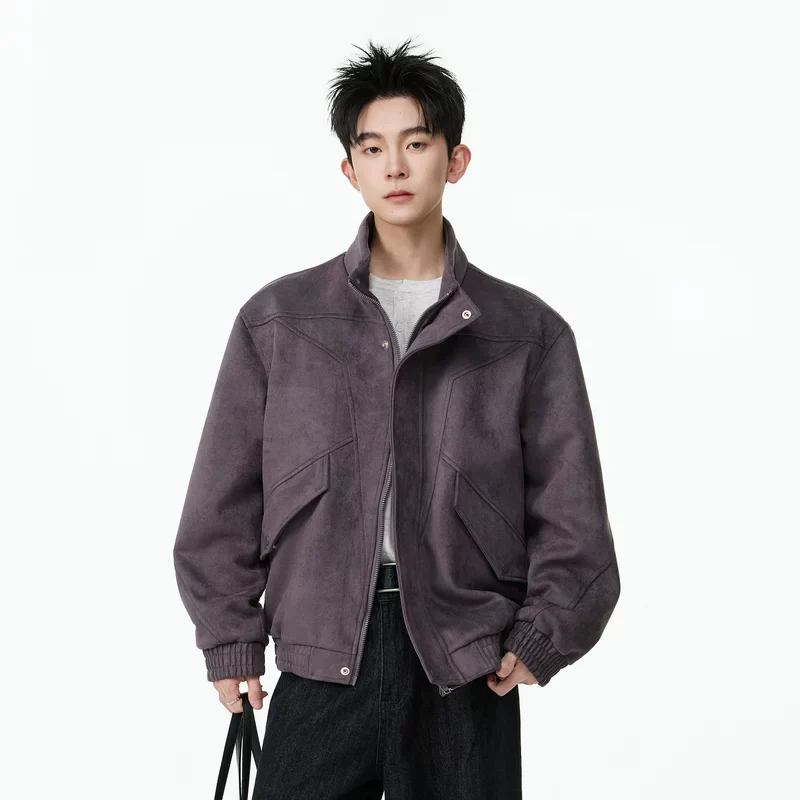 Retro Suede Zip-Up Casual Jacket - Image 4
