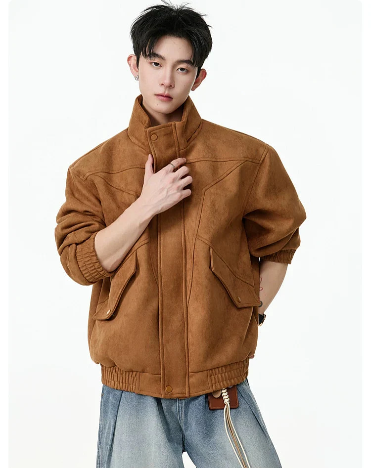 Retro Suede Zip-Up Casual Jacket - Image 5