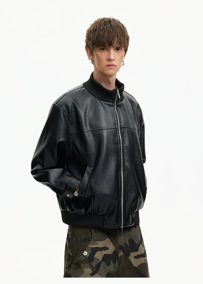 Retro Textured Leather Pilot Jacket - Image 4