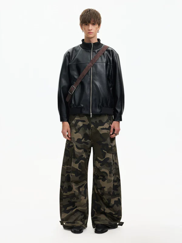Retro Textured Leather Pilot Jacket - Image 5