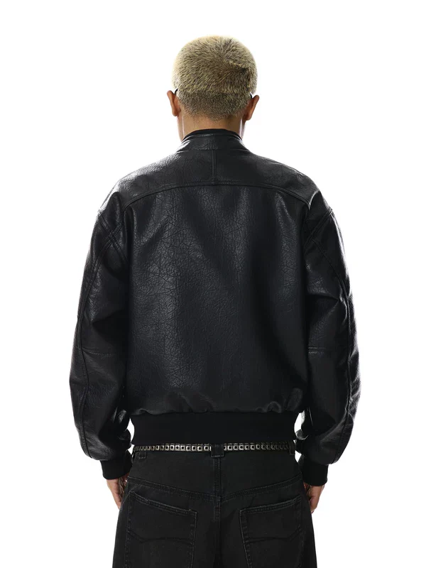 Textured Leather Multi-Pocket Jacket - Image 5