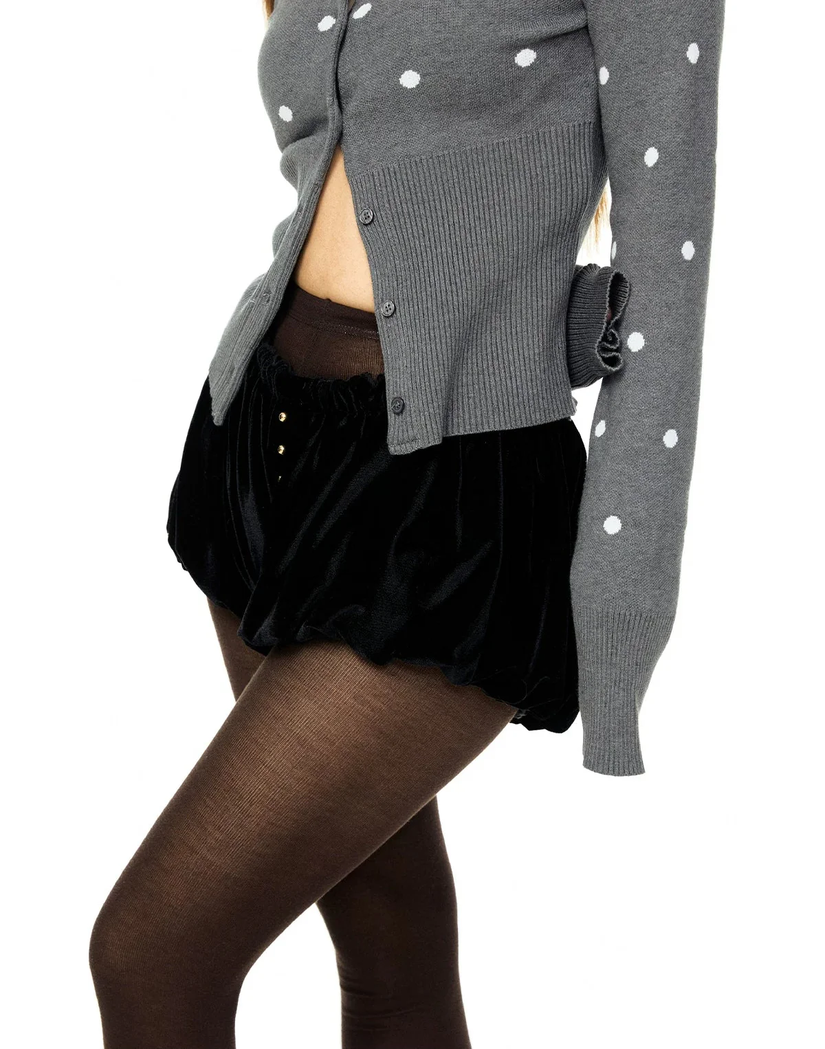 Retro Velvet Low Waist Lantern Shorts - Image 4