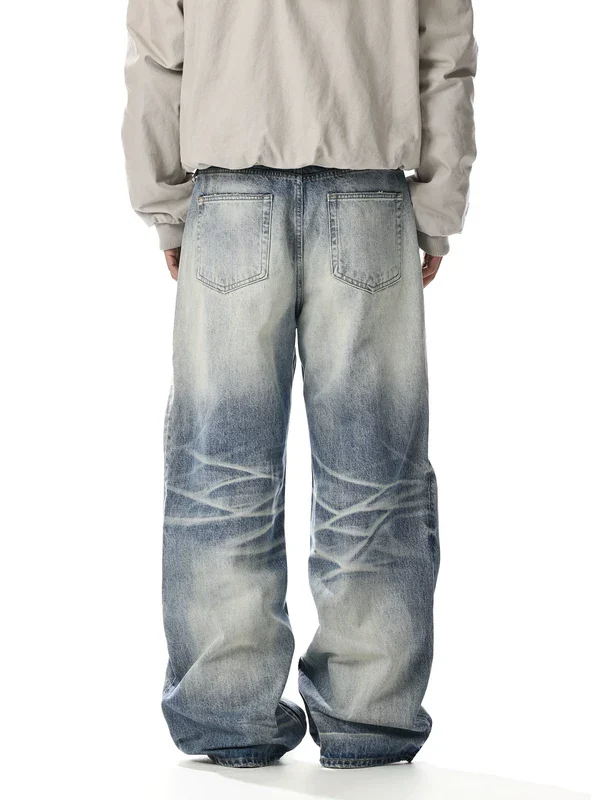 Washed Distressed Loose Straight Jeans - Image 5