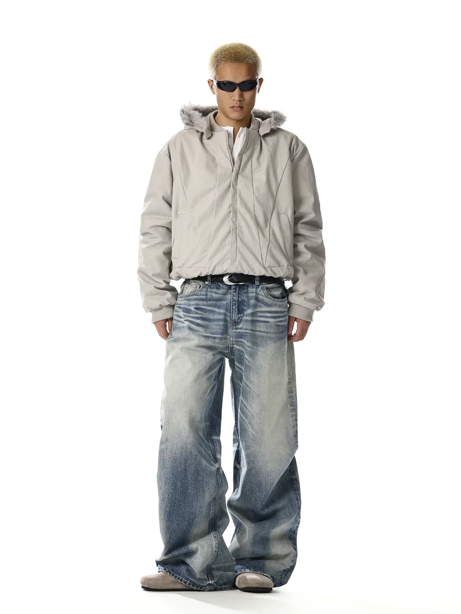 Washed Distressed Loose Straight Jeans - Image 7