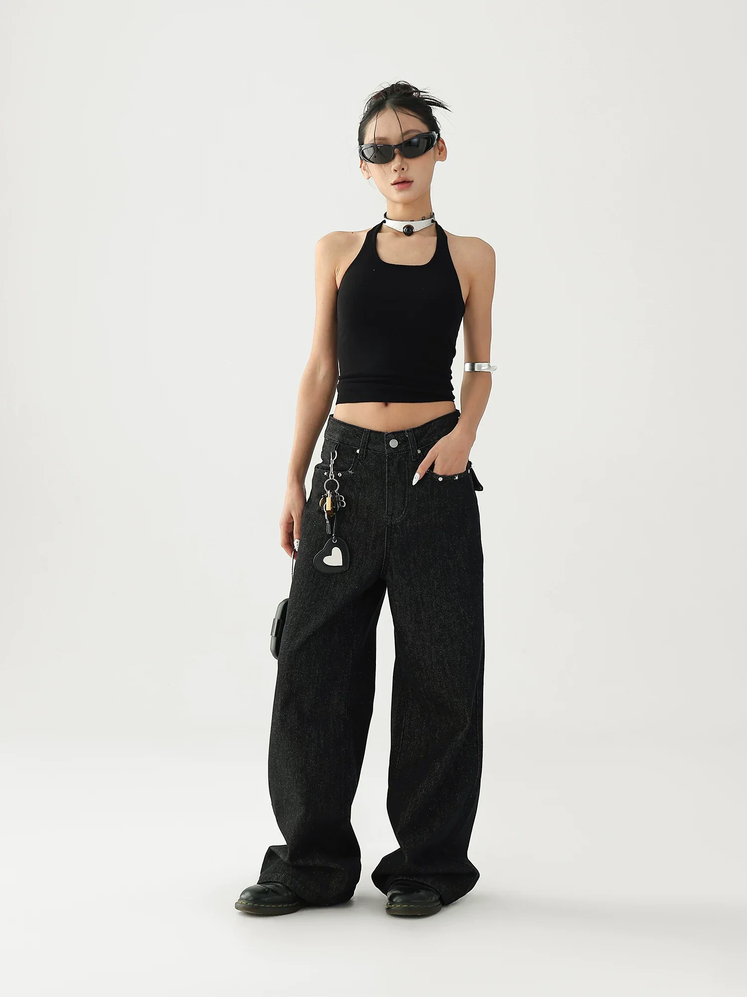 Retro Washed High-Waisted Wide Leg Jeans - Image 2