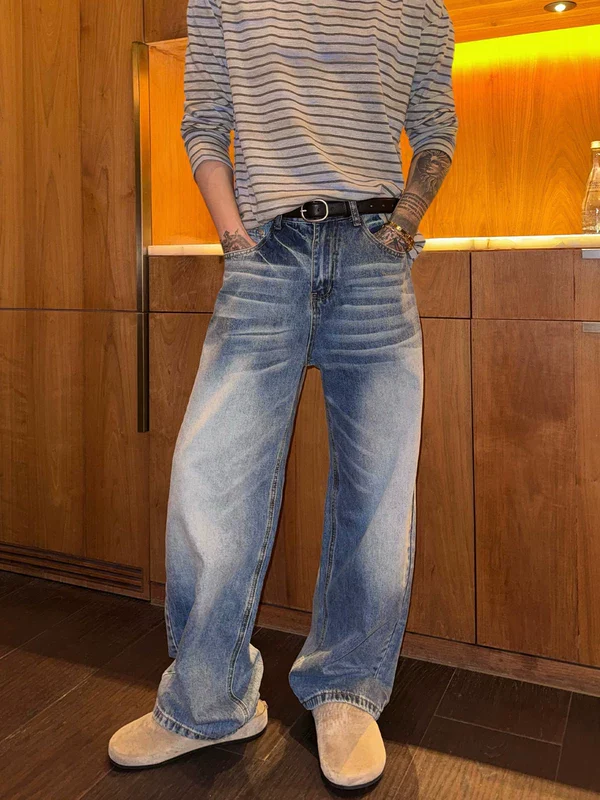 Retro Washed Loose Straight Leg Jeans - Image 4
