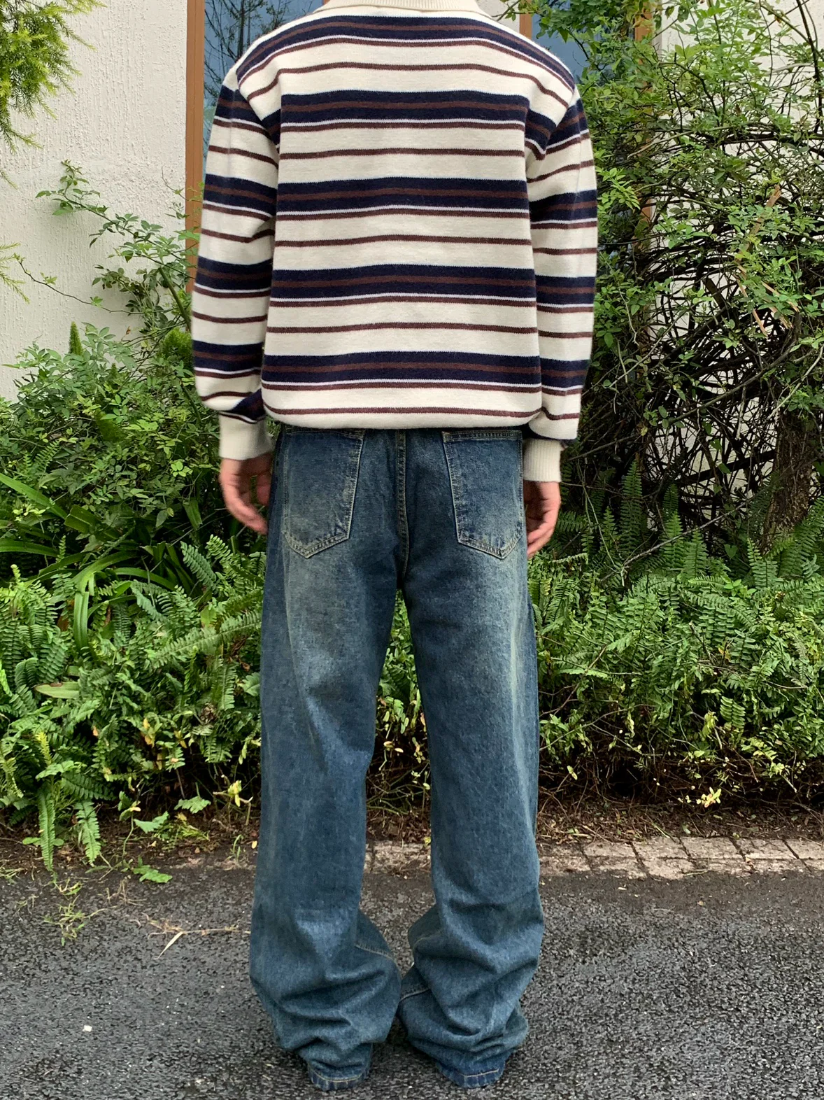 Washed Wide Leg Denim Pants - Image 2