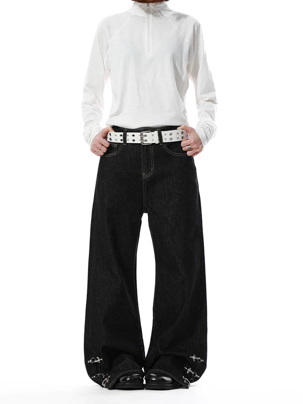 Retro Wide-Leg Casual Denim Pants - Image 4