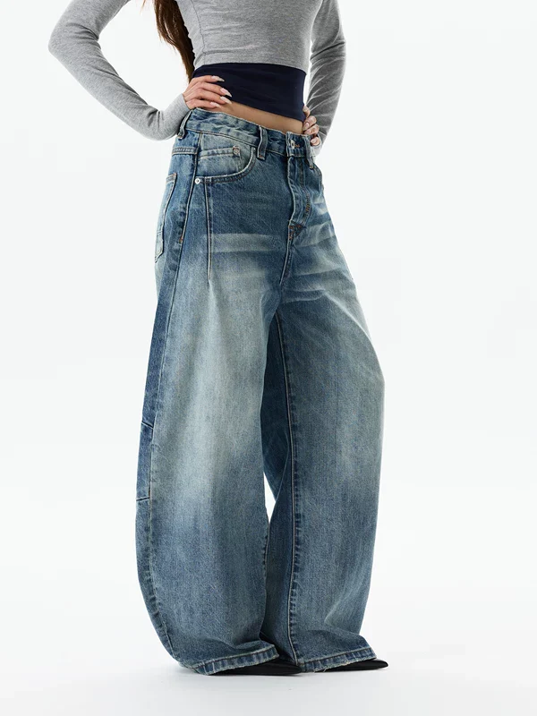 Retro Wide Leg Curved Blade Jeans - Image 5