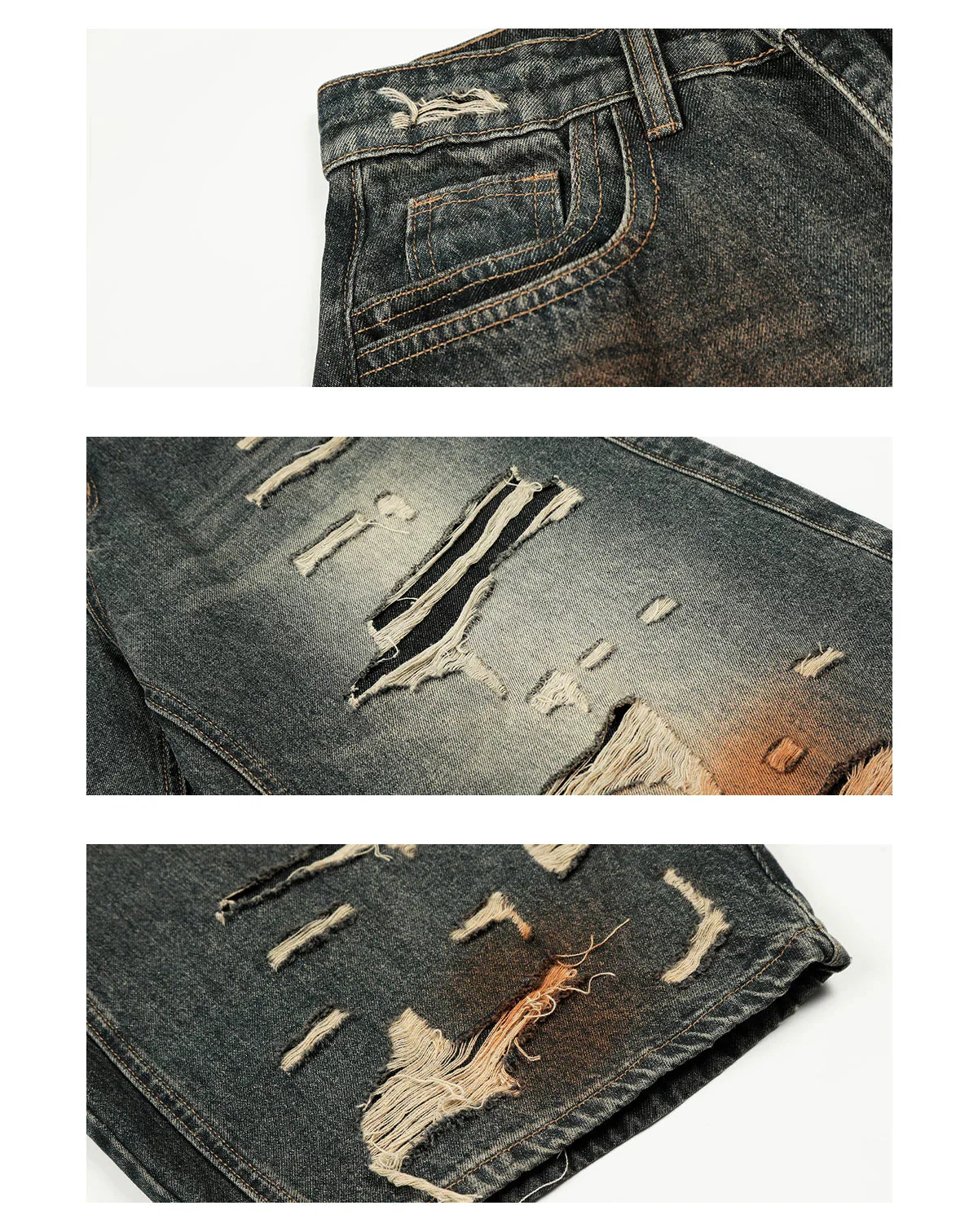 Retro Wide Leg Distressed Ripped Jeans - Image 7