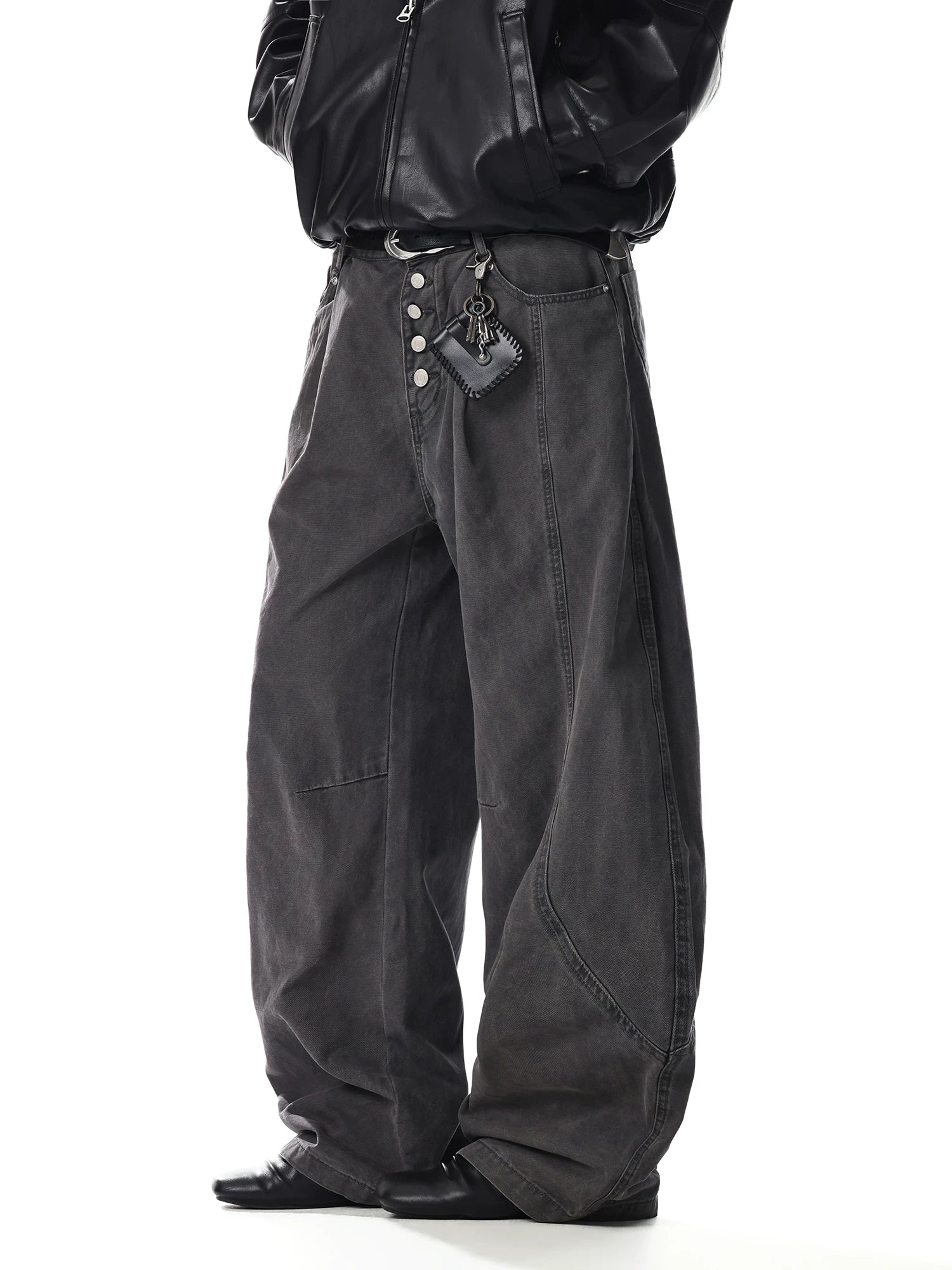 Retro Wide Leg Multi Button Jeans - Image 6