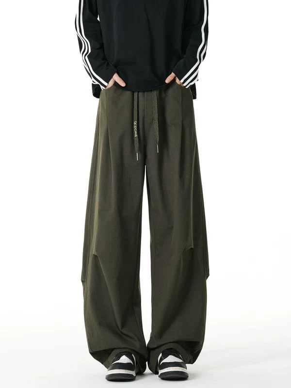 Wide-Leg Pleated Drawstring Sweatpants - Image 3