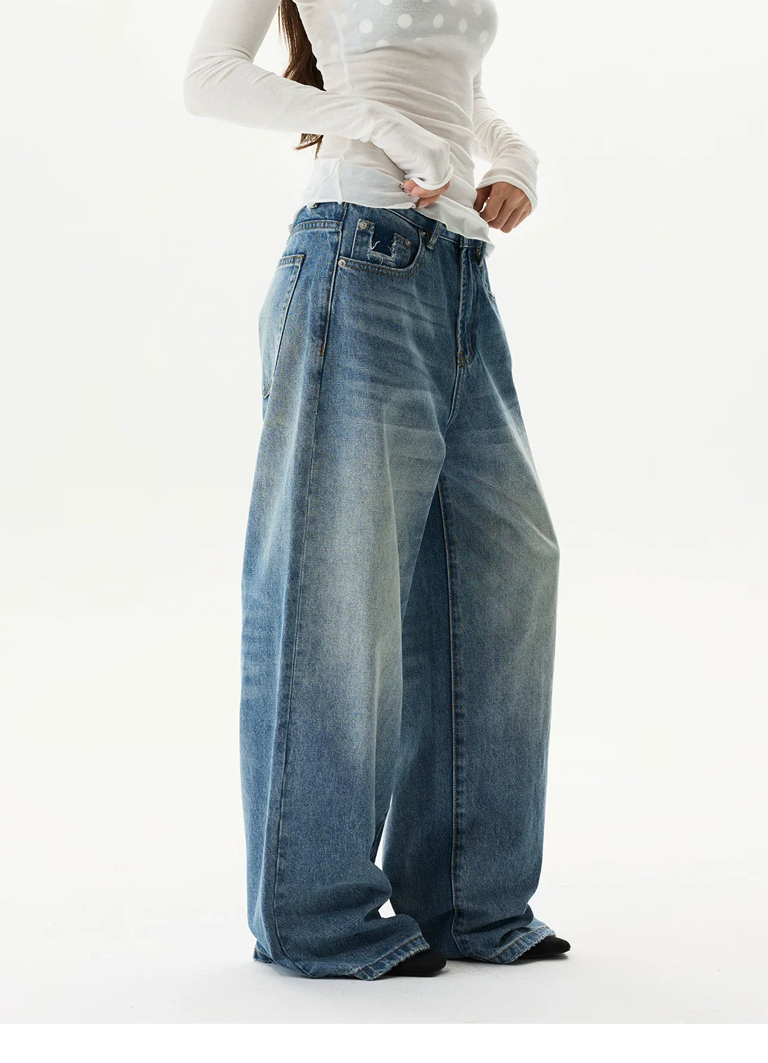 Retro Wide Leg Straight Jeans - Image 4