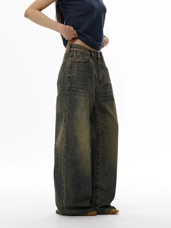 Retro Wide Leg Street Style Jeans - Image 3
