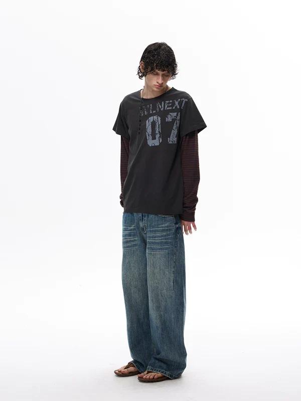 Retro Wide-Leg Washed Denim Pants - Image 10