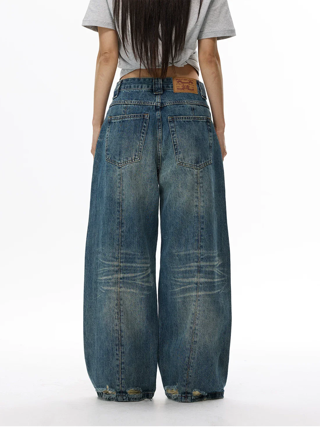 Retro Wide-Leg Washed Denim Pants - Image 7