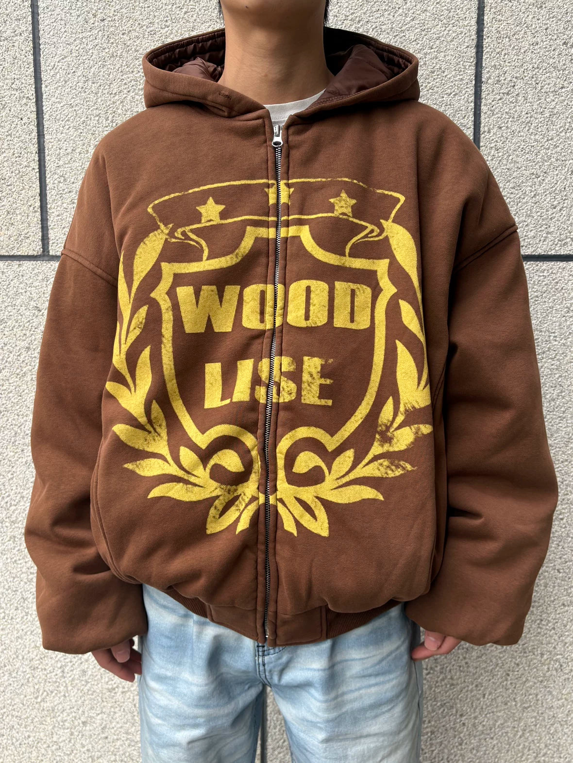 Retro Zip-Up Graphic Hooded Sweatshirt - Image 2