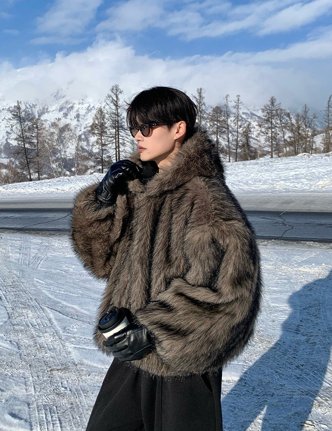 Reversible Fur Hooded Winter Jacket