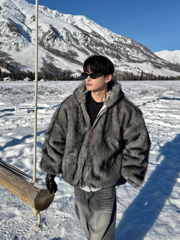 Reversible Fur Hooded Winter Jacket - Image 4