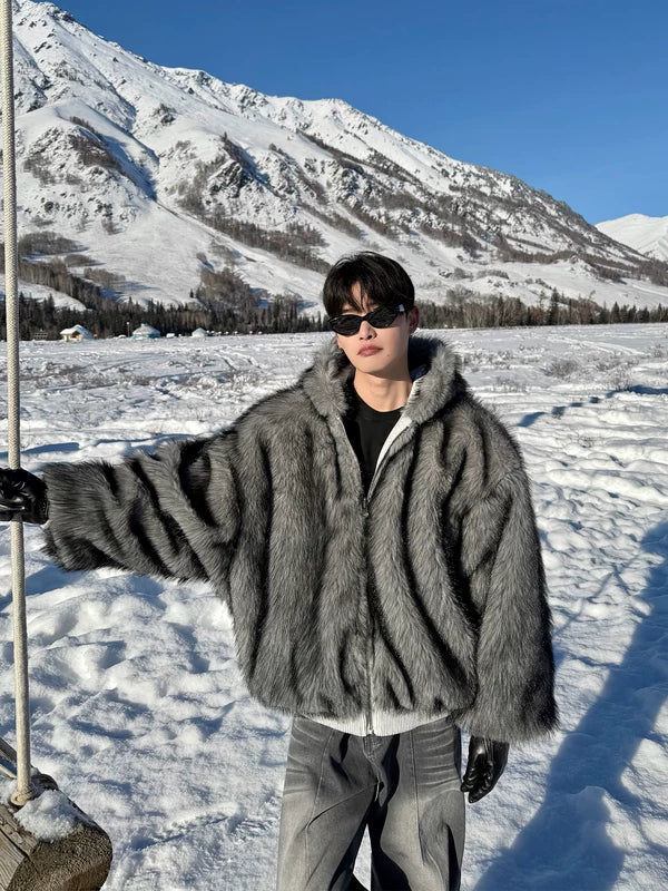 Reversible Fur Hooded Winter Jacket - Image 7