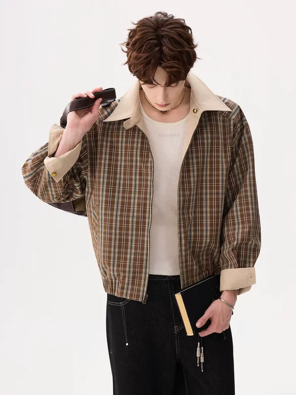 Reversible Plaid Collar Zip Jacket - Image 3