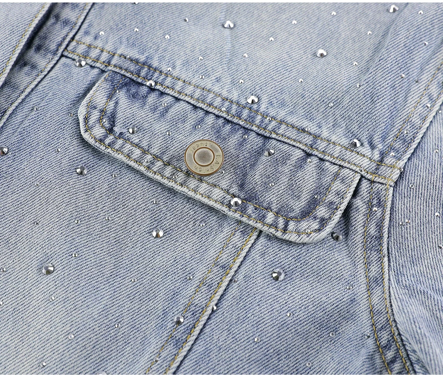 Rhinestone Embellished Denim Jacket - Image 6