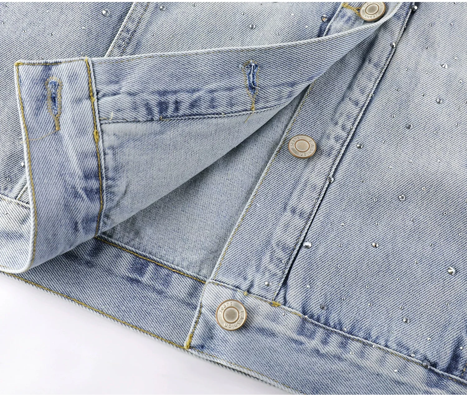 Rhinestone Embellished Denim Jacket - Image 7