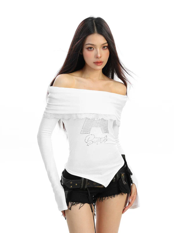 Rhinestone Hooded Long Sleeve Crop Top - Image 2