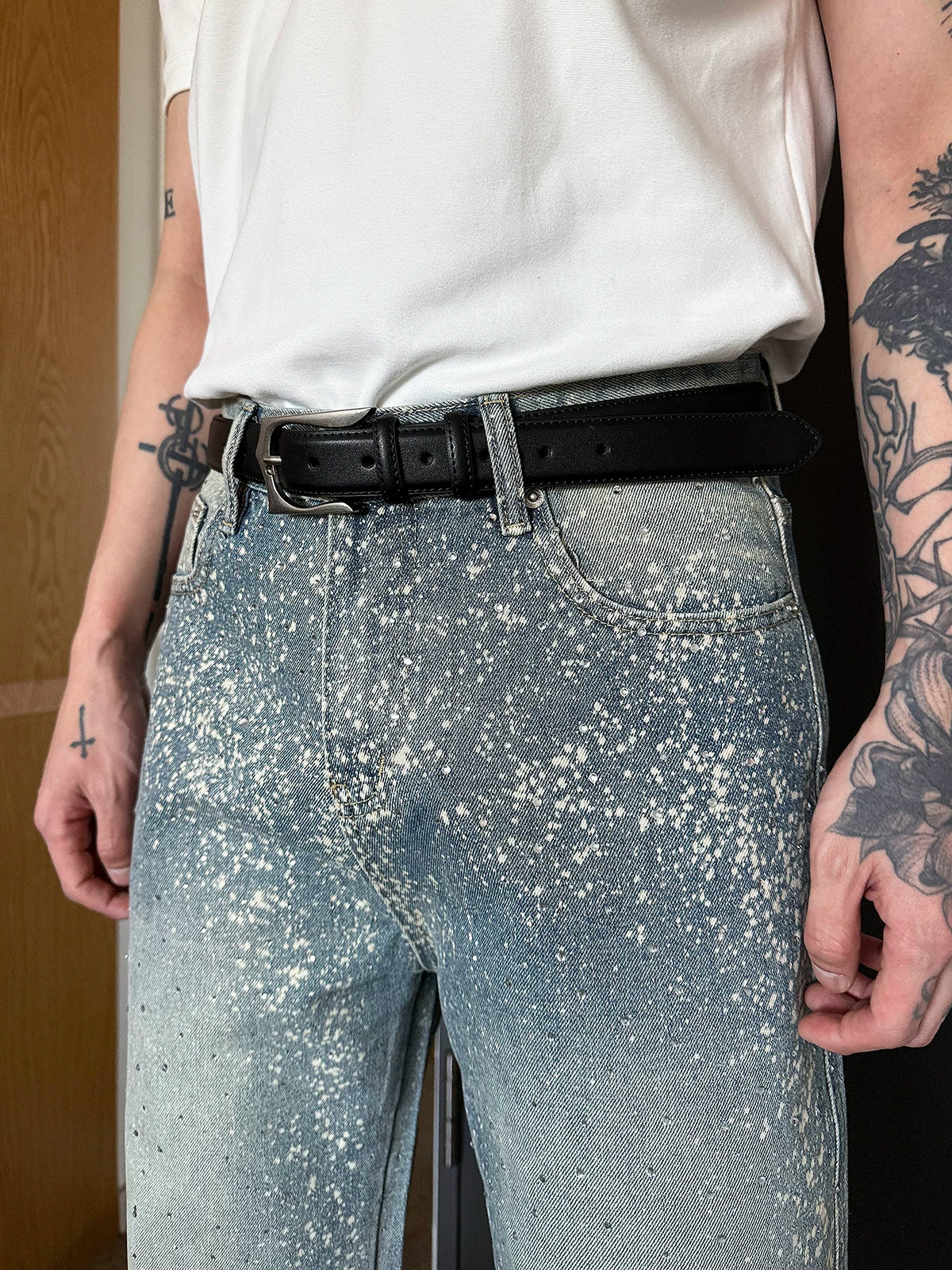 Rhinestone Starry Sky Straight Leg Jeans - Image 8