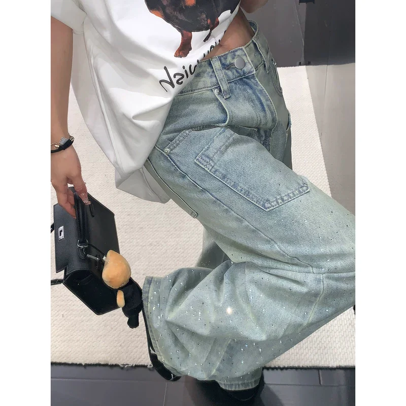 Rhinestone Straight-Leg Denim Pants - Image 7