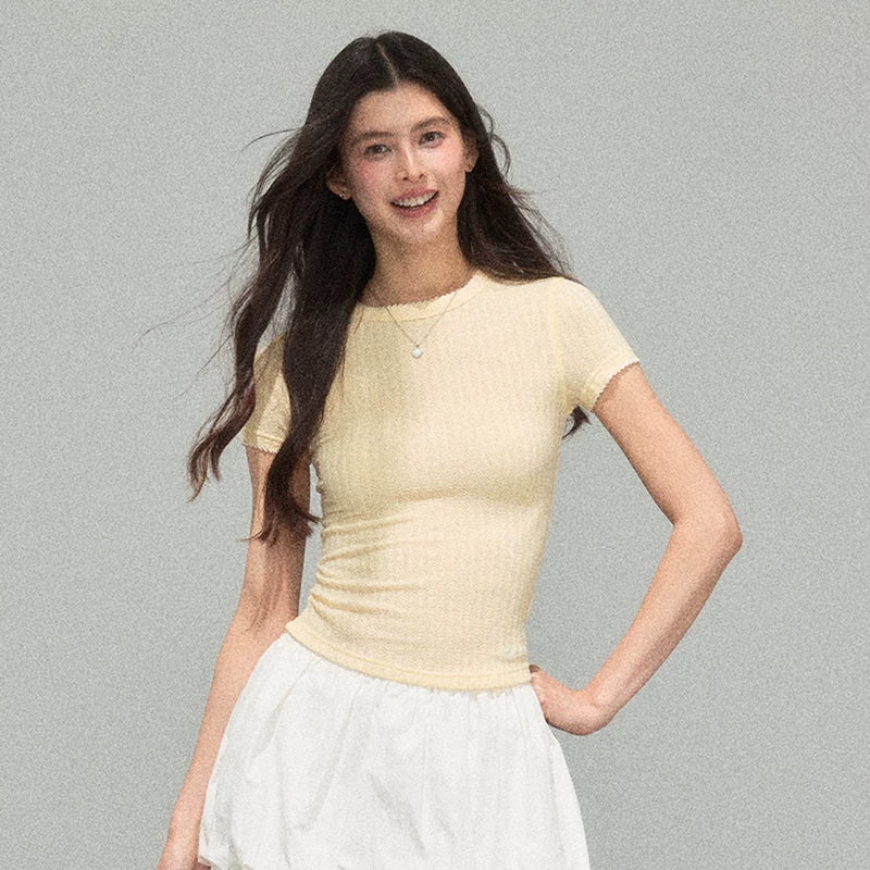 Ribbed Fitted Short Sleeve T-Shirt