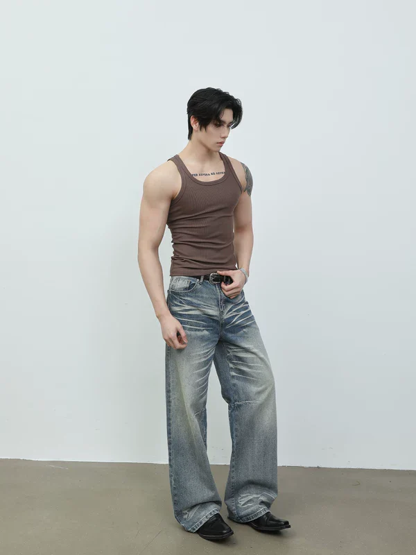 Ribbed Slim Fit Wide Shoulder Sports Vest - Image 11
