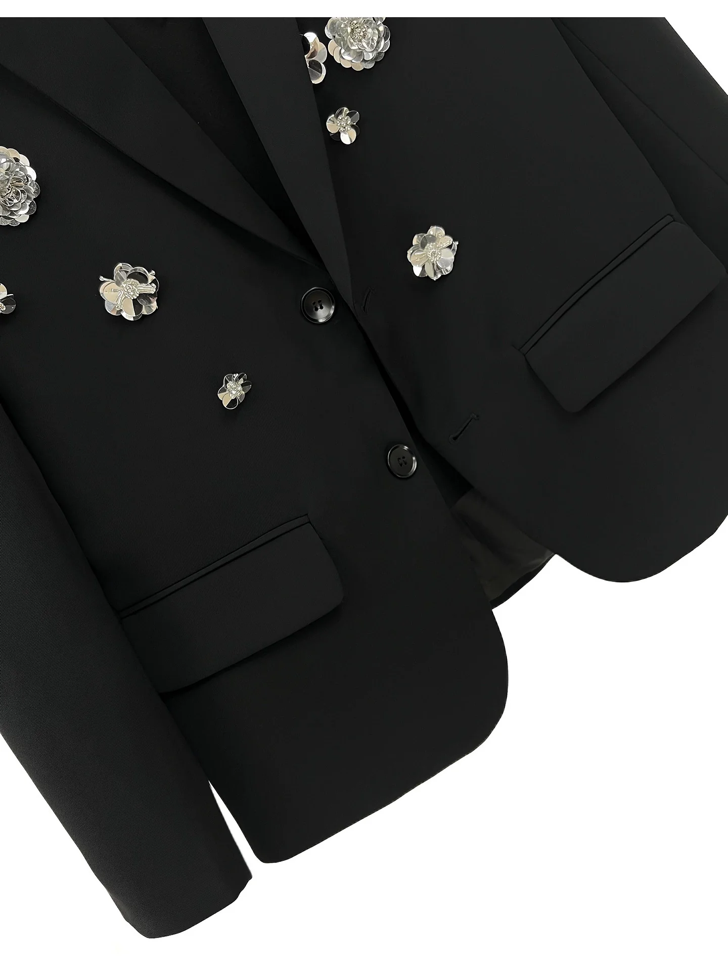 Rose Embellishments Loose Fit Suit Jacket - Image 5