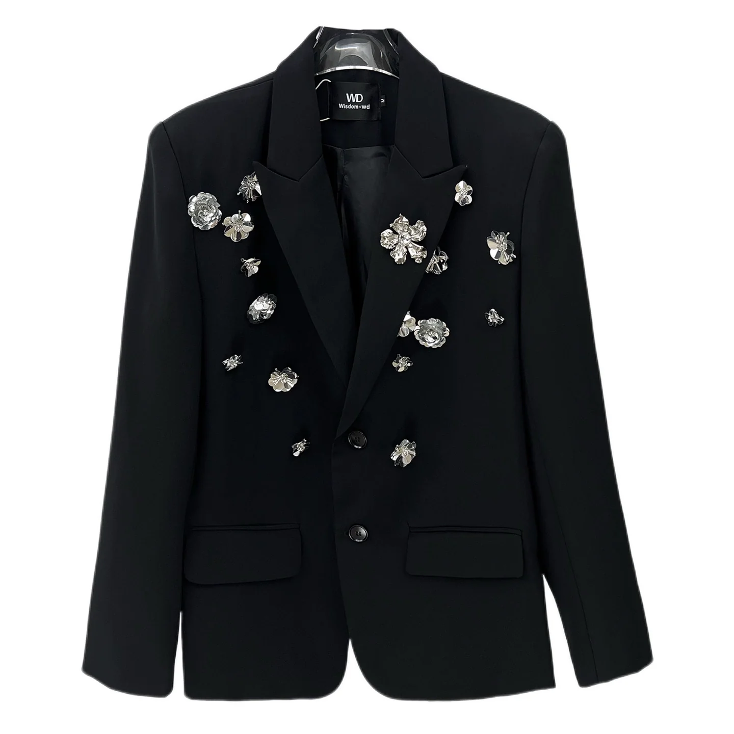 Rose Embellishments Loose Fit Suit Jacket - Image 8