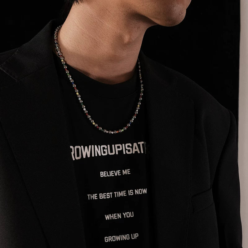 Round Beaded Layering Chain Necklace - Image 4
