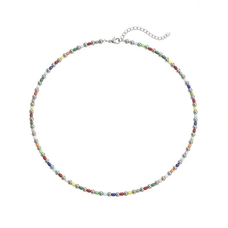 Round Beaded Layering Chain Necklace - Image 5