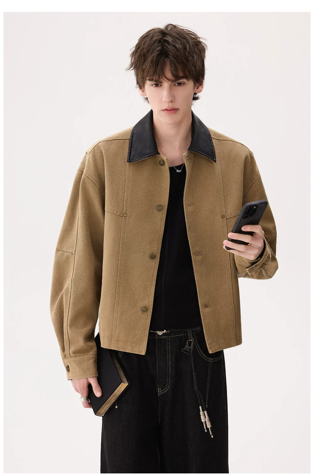 Contrast Collar Rugged Cotton Jacket