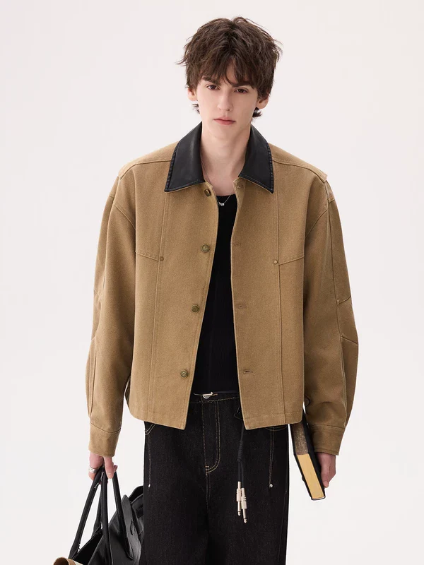 Contrast Collar Rugged Cotton Jacket - Image 3